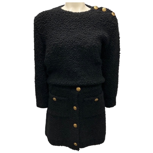PRADA BLACK 2023 WOOL AND MOHAIR KNIT SWEATER AND MINI SKIRT TWO-PIECE SET - Picture 1 of 10